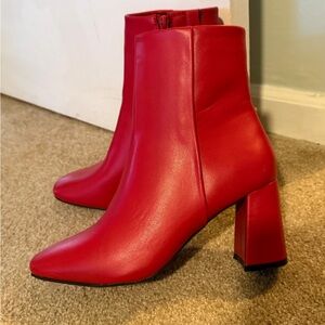 Source Unknown Bold Red Ankle Boots